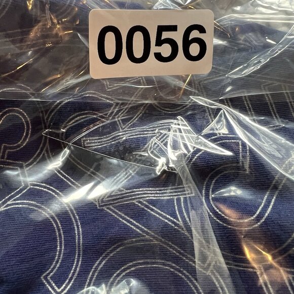 Versace Jeans Spellout T Shirt Mens Size L/XL V Neck Navy Blue Silver Foil - Picture 8 of 8